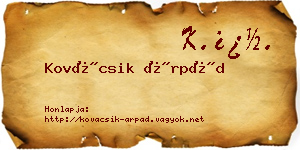 Kovácsik Árpád névjegykártya